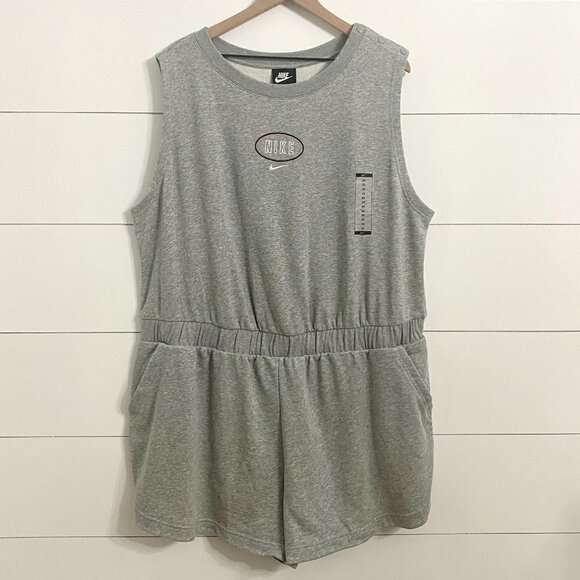 Nike Sportswear Plus Size Heather Gray Sweat Shorts Romper w/Pockets Size 2X NWT - Picture 3 of 12